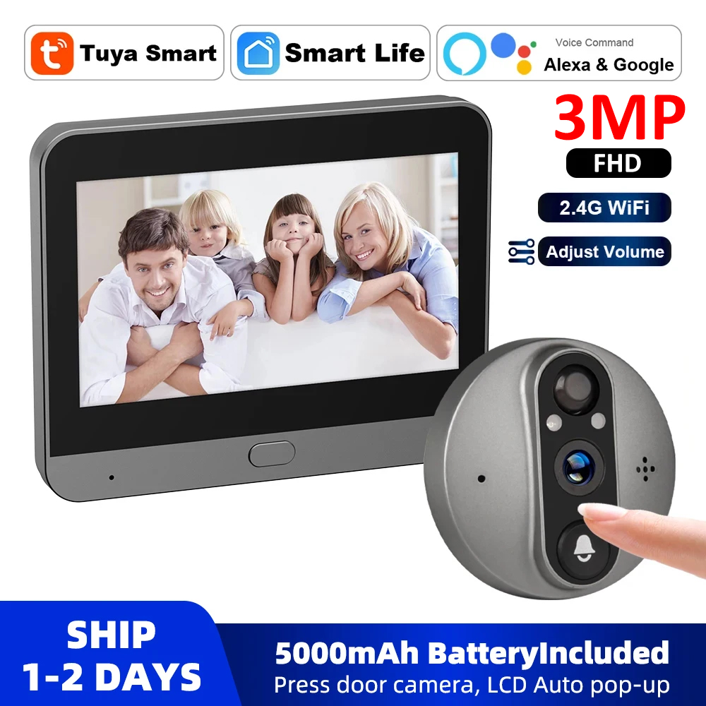 Smart Home Video Doorphone Ezviz - 3MP Mirilla inteligente Tuya con WiFi,