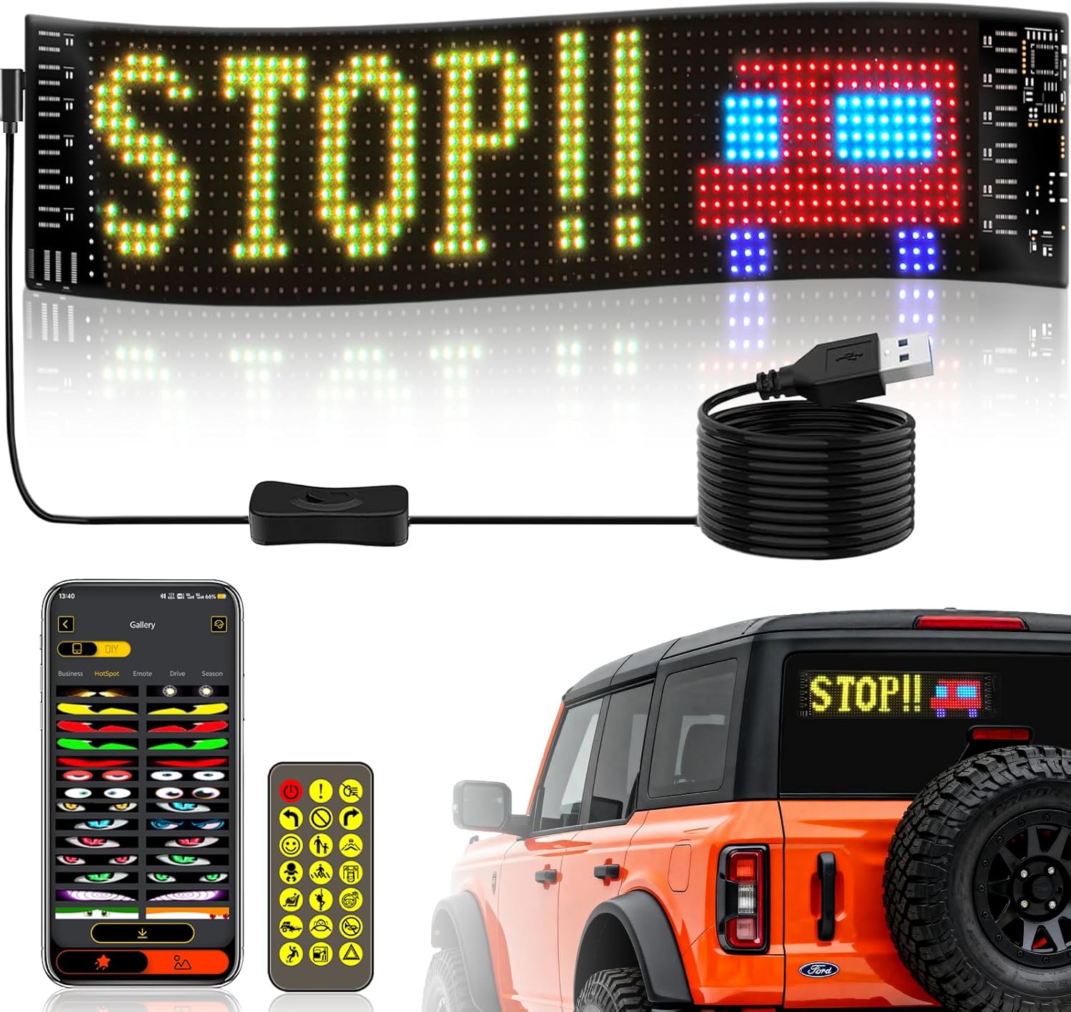 Smart Bulb - Letrero LED para Auto, Panel de
