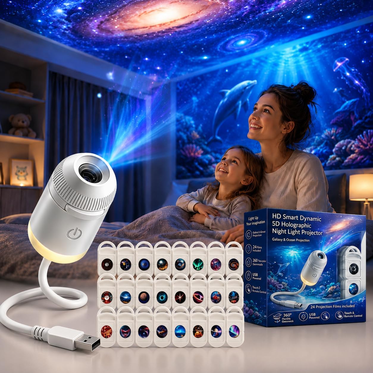 Smart Bulb - Proyector de Luz Nocturna Holográfico 5D