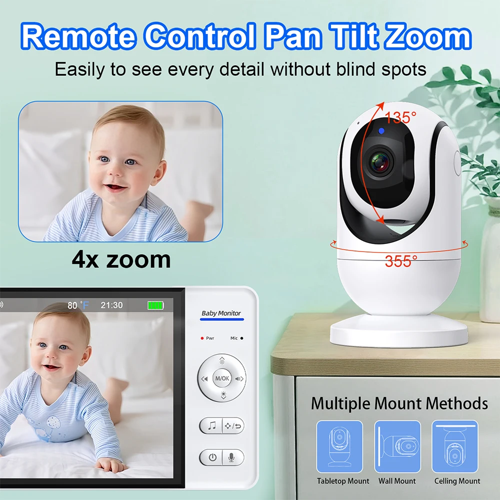 Monitor de bebé sin WiFi de 7  - Smart Home Battery Camera reseña y precio
