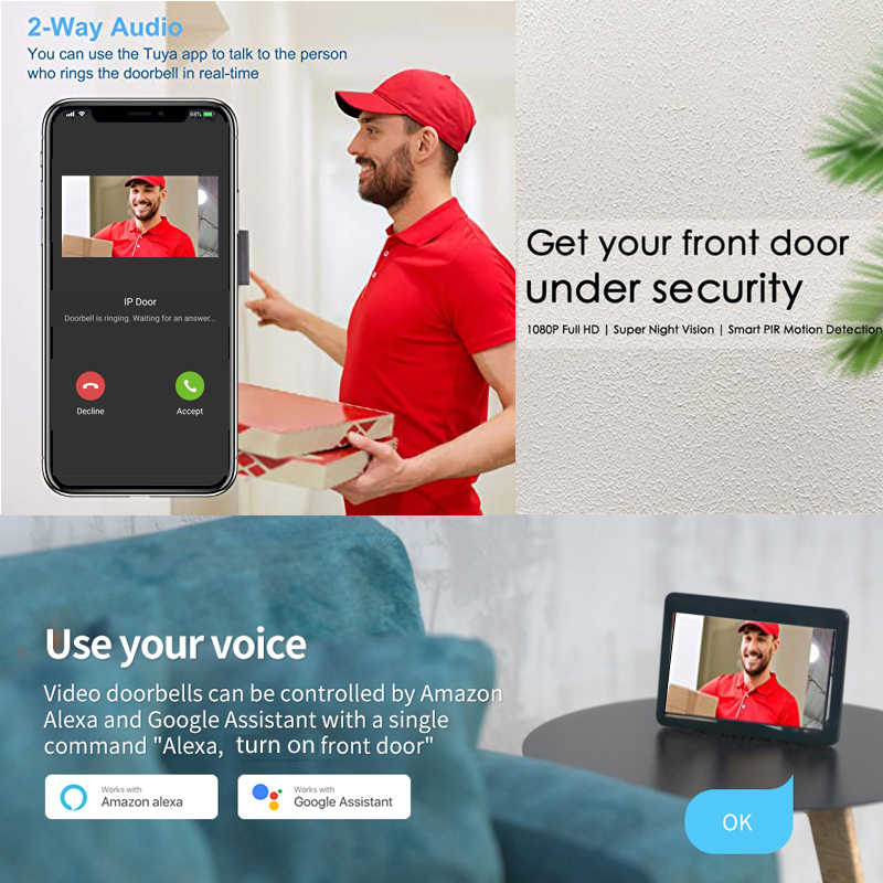 Tuya Smart 1080P timbre cámara - Smart Home Battery Camera reseña y precio