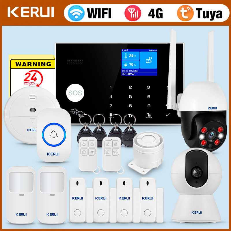 KERUI-alarma 4G con timbre, bo - Smart Home Keyboard reseña y precio