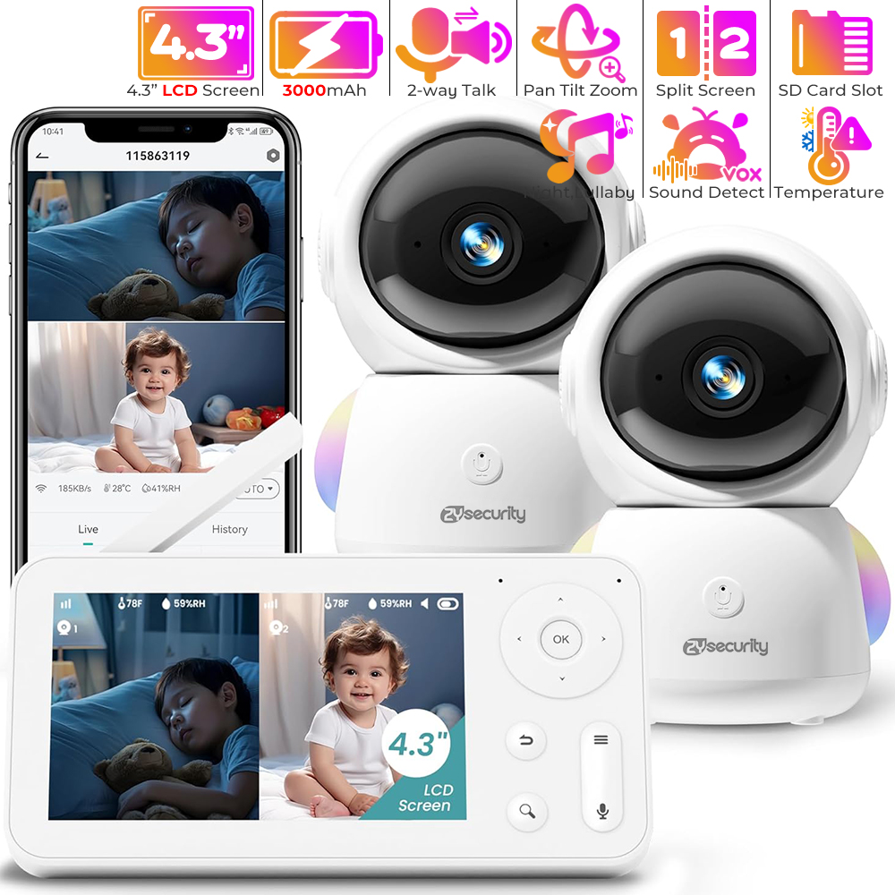 Monitor de bebé 2K con 2 cámar - Smart Home Battery Camera reseña y precio
